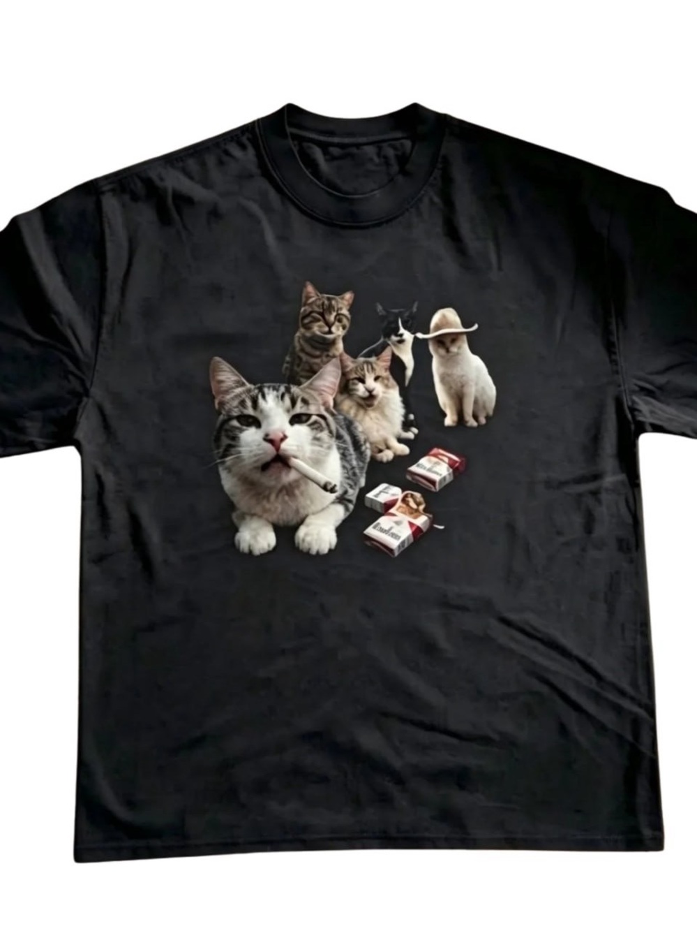 Gildan Black Cat Smoking Graphic Tee
